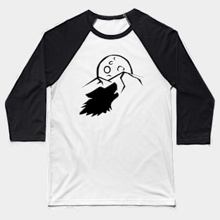 Wolf Howling at the Moon Baseball T-Shirt